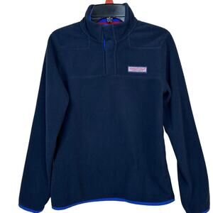 VINEYARD VINES Kids Quarter Snap Button Fleece Sweater Navy Size M(12/14)